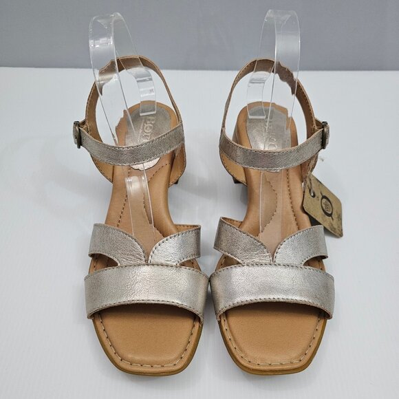 NEW Born Sadie Sandal Womens 9 Gold Metallic Leather Block Heel Ankle Strap - Picture 4 of 14